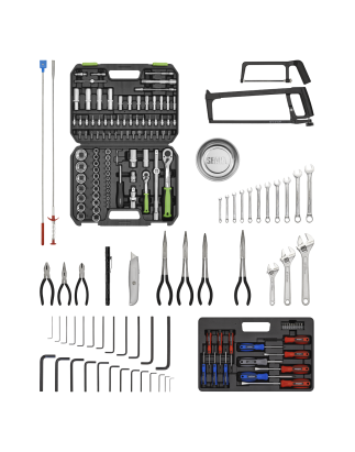 Topchest & Rollcab Combinaison 6 tiroirs avec glissières à roulement à billes – Noir et kit d'outils 170 pièces