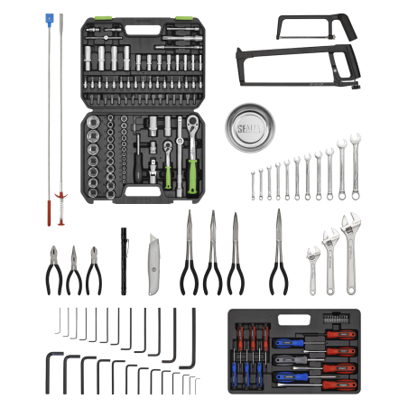 Topchest & Rollcab Combinaison 6 tiroirs avec glissières à roulement à billes – Vert/noir et kit d'outils 170 pièces