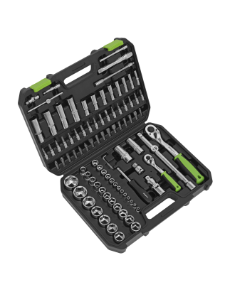 Topchest & Rollcab Combinaison 6 tiroirs avec glissières à roulement à billes – Vert/noir et kit d'outils 170 pièces