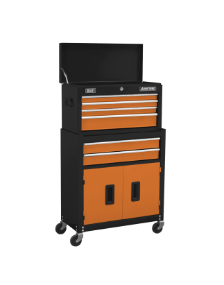 Topchest & Rollcab Combination 6 Drawer with Ball-Bearing Slides - Orange/Black & 170pc Tool Kit