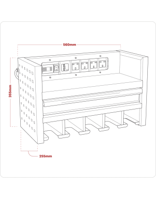 Power Tool Storage Rack with Drawer & Power Strip