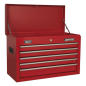 Topchest, coffre à outils Mid-Box et pile de 14 tiroirs Rollcab - Rouge