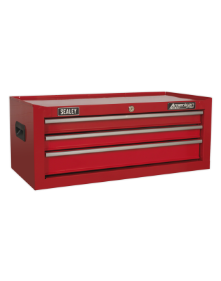 Topchest, coffre à outils Mid-Box et pile de 14 tiroirs Rollcab - Rouge