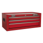 Topchest, coffre à outils Mid-Box et pile de 14 tiroirs Rollcab - Rouge