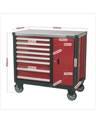 Mobile Workstation 8 Drawer with Ball-Bearing Slides