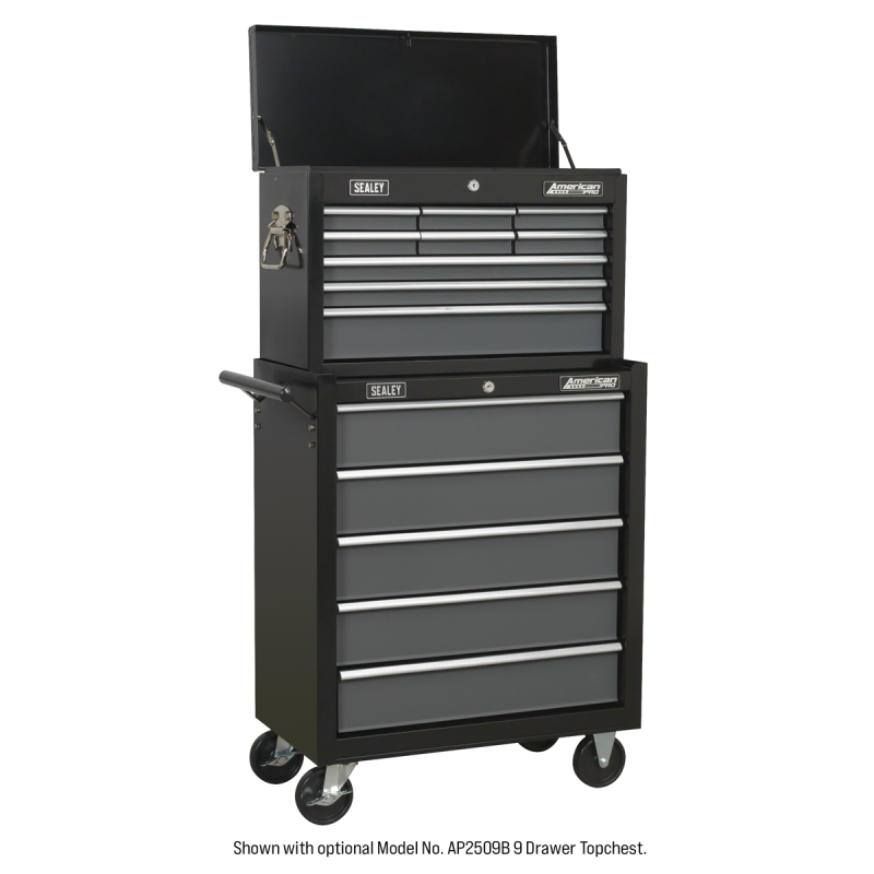 Rollcab 5 Drawer with Ball-Bearing Slides - Black/Grey