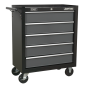 Rollcab 5 Drawer with Ball-Bearing Slides - Black/Grey