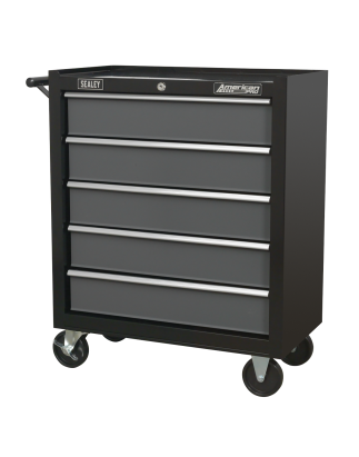 Rollcab 5 Drawer with Ball-Bearing Slides - Black/Grey