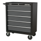 Rollcab 5 Drawer with Ball-Bearing Slides - Black/Grey