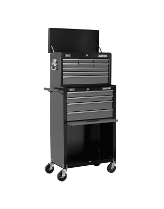 Topchest & Rollcab Combination 13 Drawer with Ball-Bearing Slides - Black/Grey