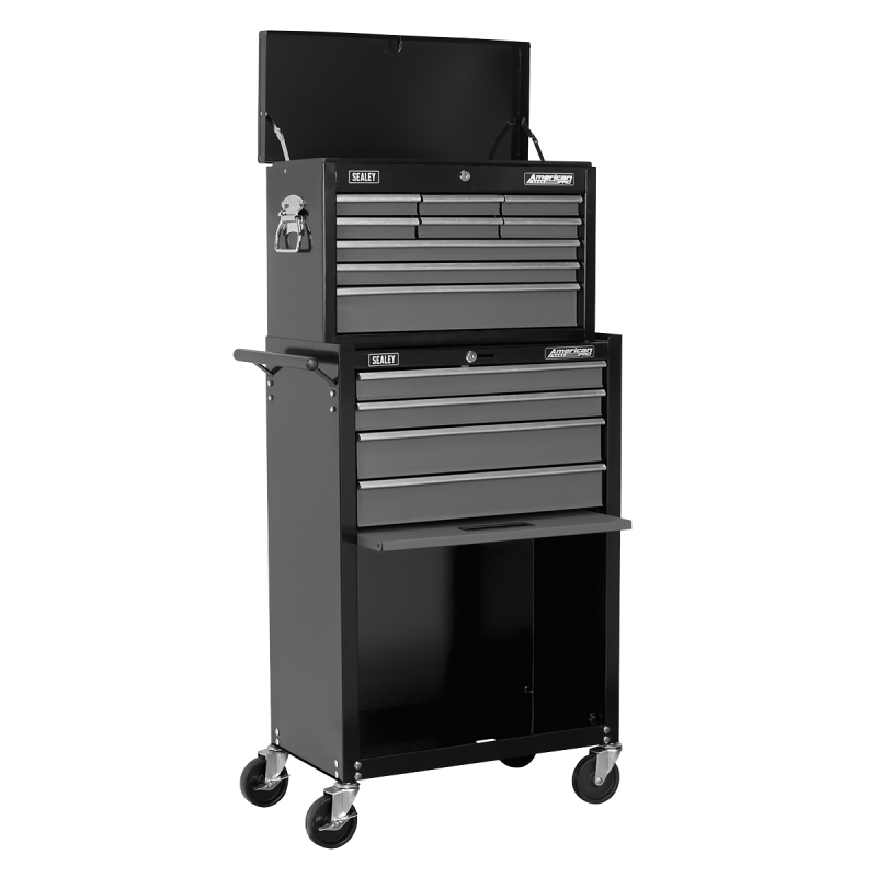 Topchest & Rollcab Combination 13 Drawer with Ball-Bearing Slides - Black/Grey