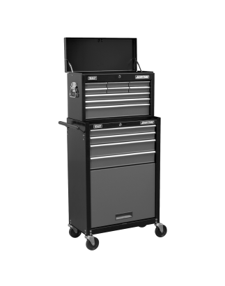 Topchest & Rollcab Combination 13 Drawer with Ball-Bearing Slides - Black/Grey