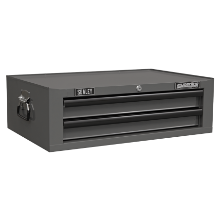 Mid-Box Tool Chest 2 Drawer with Ball-Bearing Slides - Grey/Black