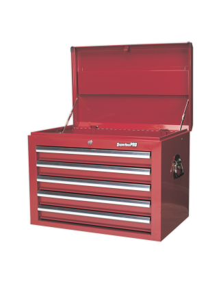 Topchest 5 Drawer with Ball-Bearing Slides - Red