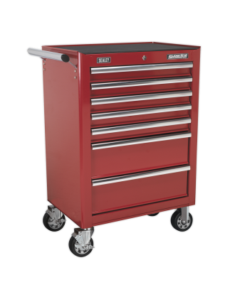 Rollcab 7 Drawer with Ball-Bearing Slides - Red