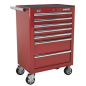 Rollcab 7 Drawer with Ball-Bearing Slides - Red