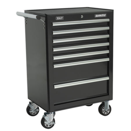 Rollcab 7 Drawer with Ball-Bearing Slides - Black