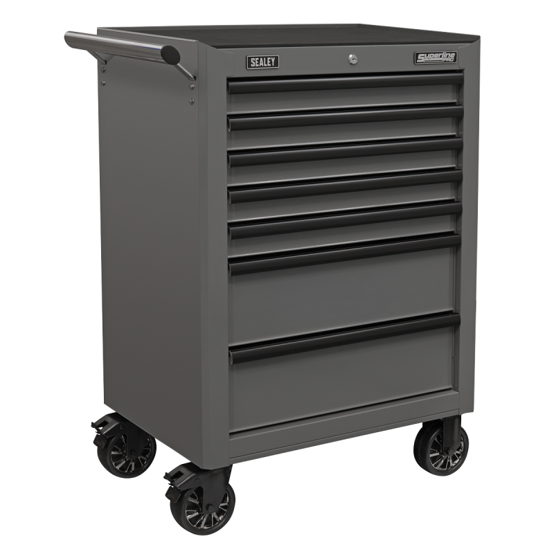 Rollcab 7 Drawer with Ball-Bearing Slides - Grey/Black