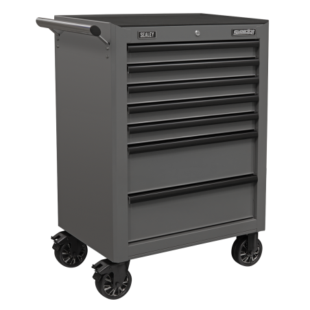 Rollcab 7 Drawer with Ball-Bearing Slides - Grey/Black