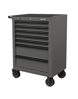 Rollcab 7 Drawer with Ball-Bearing Slides - Grey/Black