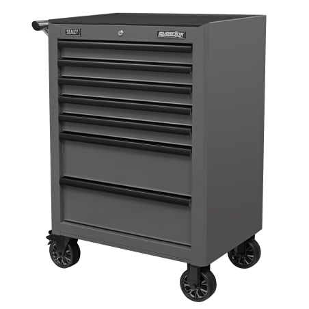 Rollcab 7 Drawer with Ball-Bearing Slides - Grey/Black