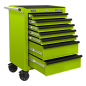 Rollcab 7 Drawer with Ball-Bearing Slides - Green/Black