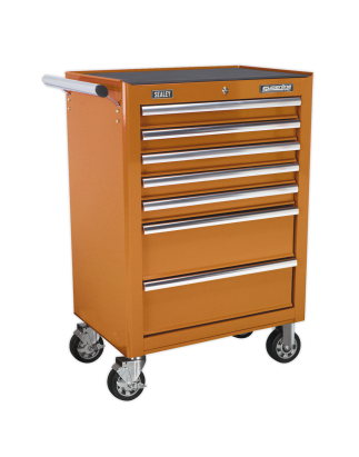 Rollcab 7 Drawer with Ball-Bearing Slides - Orange