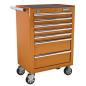 Rollcab 7 Drawer with Ball-Bearing Slides - Orange