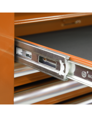 Rollcab 7 Drawer with Ball-Bearing Slides - Orange