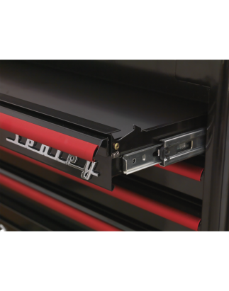 Mid-Box Tool Chest 2 Drawer Retro Style - Black with Red Anodised Drawer Pulls