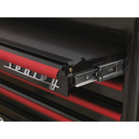 Topchest 4 Drawer Retro Style - Black with Red Anodised Drawer Pulls