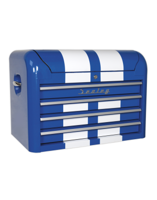 Topchest 4 Drawer Retro Style - Blue with White Stripes