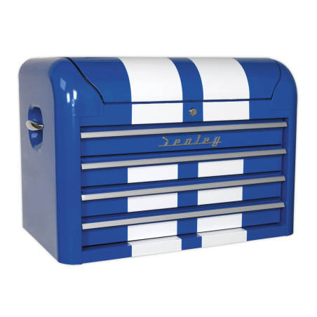 Topchest 4 Drawer Retro Style - Blue with White Stripes