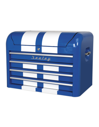 Topchest 4 Drawer Retro Style - Blue with White Stripes