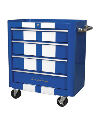 Rollcab 4 Drawer Retro Style - Blue with White Stripes