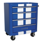 Rollcab 4 Drawer Retro Style - Blue with White Stripes