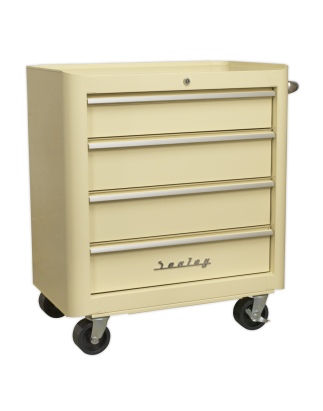 Retro Style Topchest, Mid-Box Tool Chest & Rollcab Combination 10 Drawer Cream