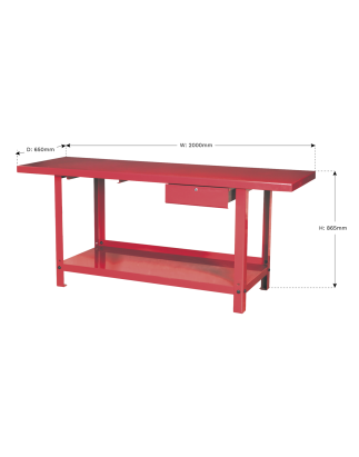 Workbench Steel 2m with 1 Drawer