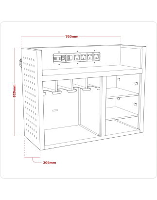 Power Tool Storage Rack with Power Strip