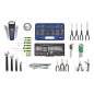 Topchest 5 tiroirs avec glissières à roulement à billes - Noir et kit d'outils 140 pièces