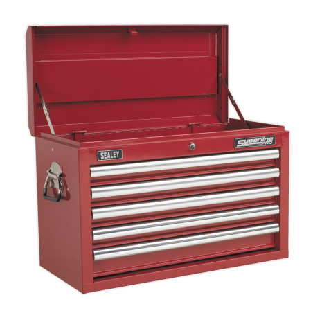 Topchest 5 Drawer with Ball-Bearing Slides - Red & 140pc Tool Kit