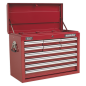 Topchest 10 Drawer with Ball-Bearing Slides - Red & 140pc Tool Kit