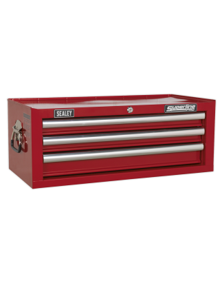 Mid-Box Tool Chest 3 Drawer with Ball-Bearing Slides - Red