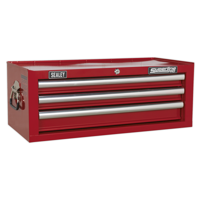 Mid-Box Tool Chest 3 Drawer with Ball-Bearing Slides - Red