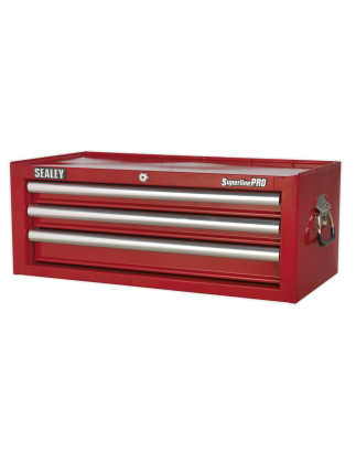 Mid-Box Tool Chest 3 Drawer with Ball-Bearing Slides - Red