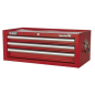 Mid-Box Tool Chest 3 Drawer with Ball-Bearing Slides - Red