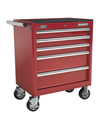 Rollcab 5 Drawer with Ball-Bearing Slides - Red