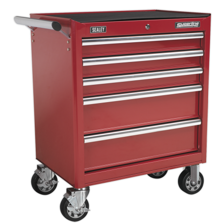 Rollcab 5 Drawer with Ball-Bearing Slides - Red