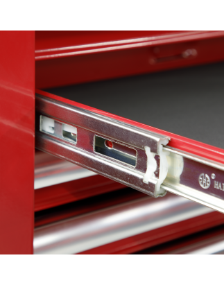 Rollcab 5 Drawer with Ball-Bearing Slides - Red