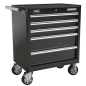 Rollcab 5 Drawer with Ball-Bearing Slides - Black